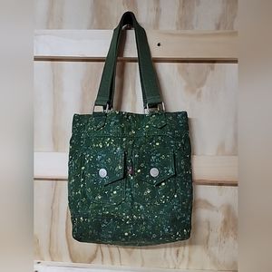 Vintage Levi's Corduroy Jeans Hand Bag / Purse Green with Flowers